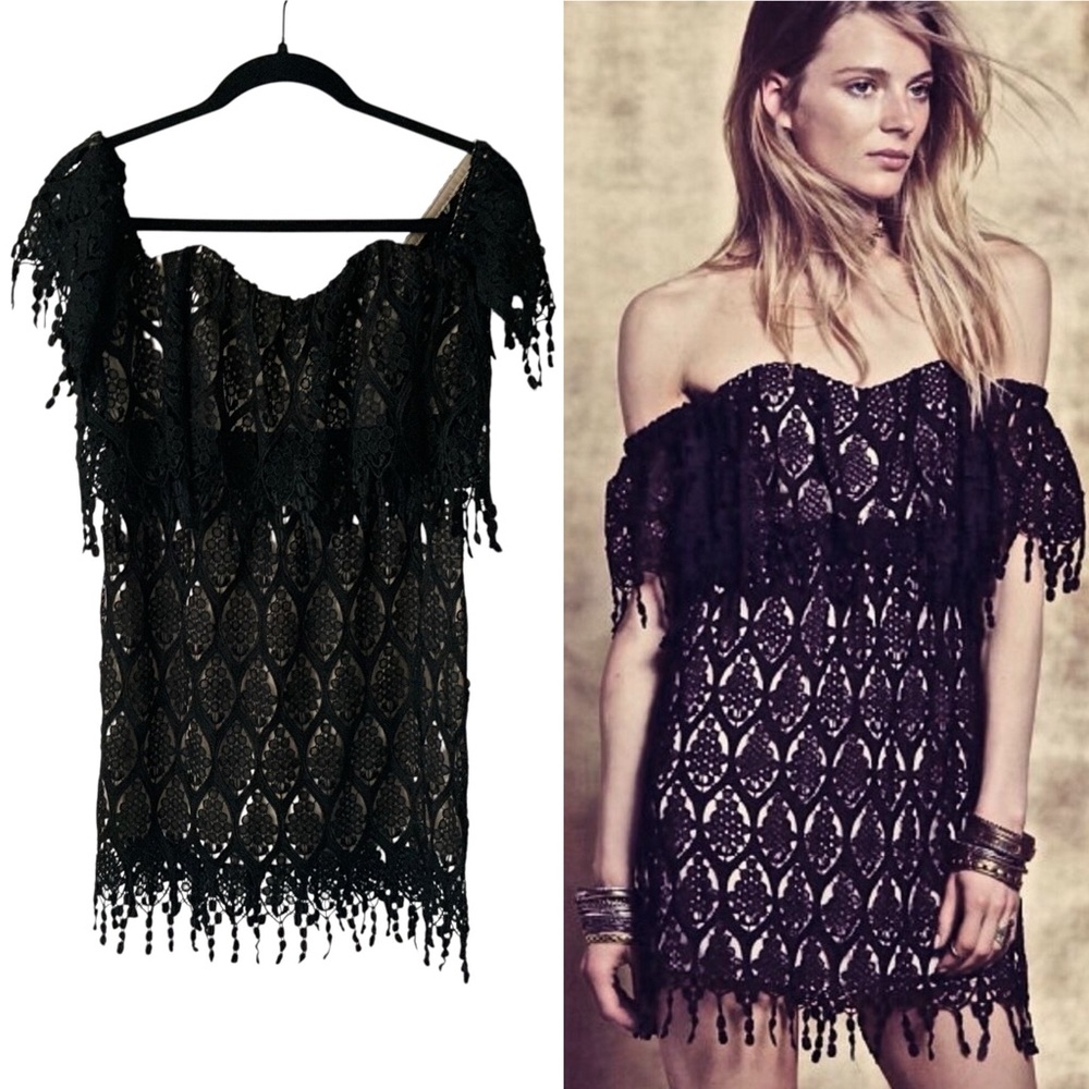 STONE COLD FOX Iowa Black Lace Dress Gothic Whimsigoth Bohemian Chic Medium - Picture 2 of 14